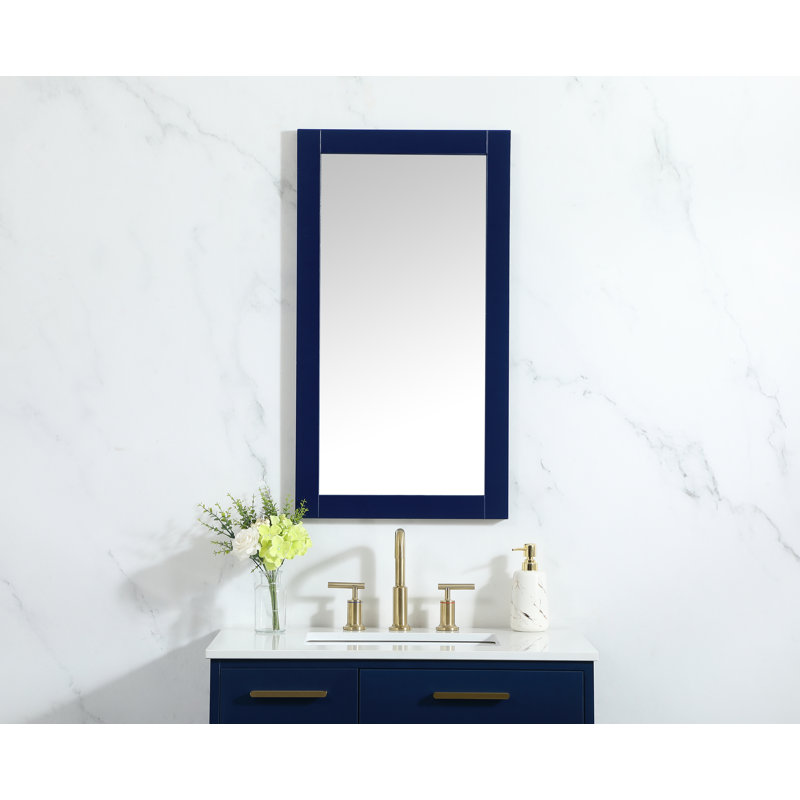 Rosenow Wood Flat Wall Mirror, 32'' H x 18'' W, Blue