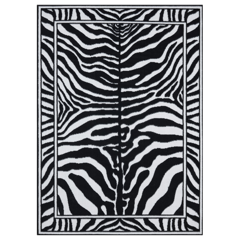 Ealy Zebra Skin 3'11"x5'3" Area Rug, Rectangle 4' x 6'