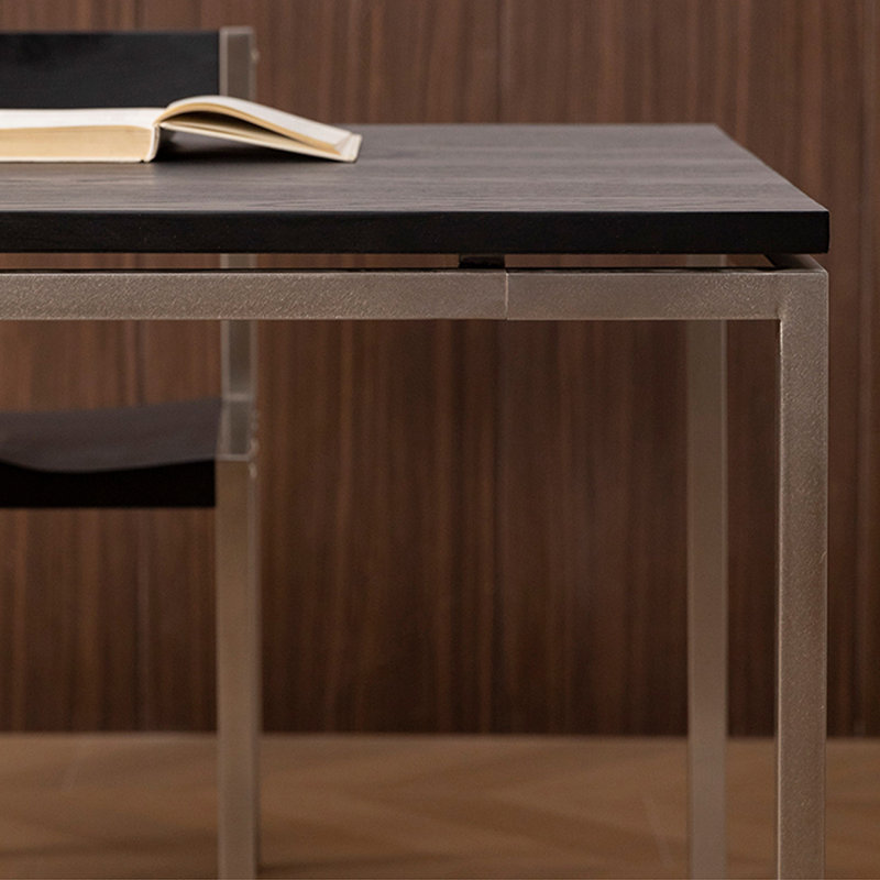Table en bois de frêne simple en acier inoxydable Simple, H 29,52 po x L 55,11 po x l 27,55 po