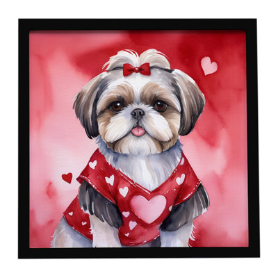 Shih Tzu My Valentine Framed Metal Print