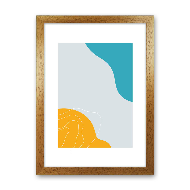 Mita Teal Abstract N19 by Pixy Paper - Print, Oak Framed, 42cm H x 29.7cm W x 3cm D