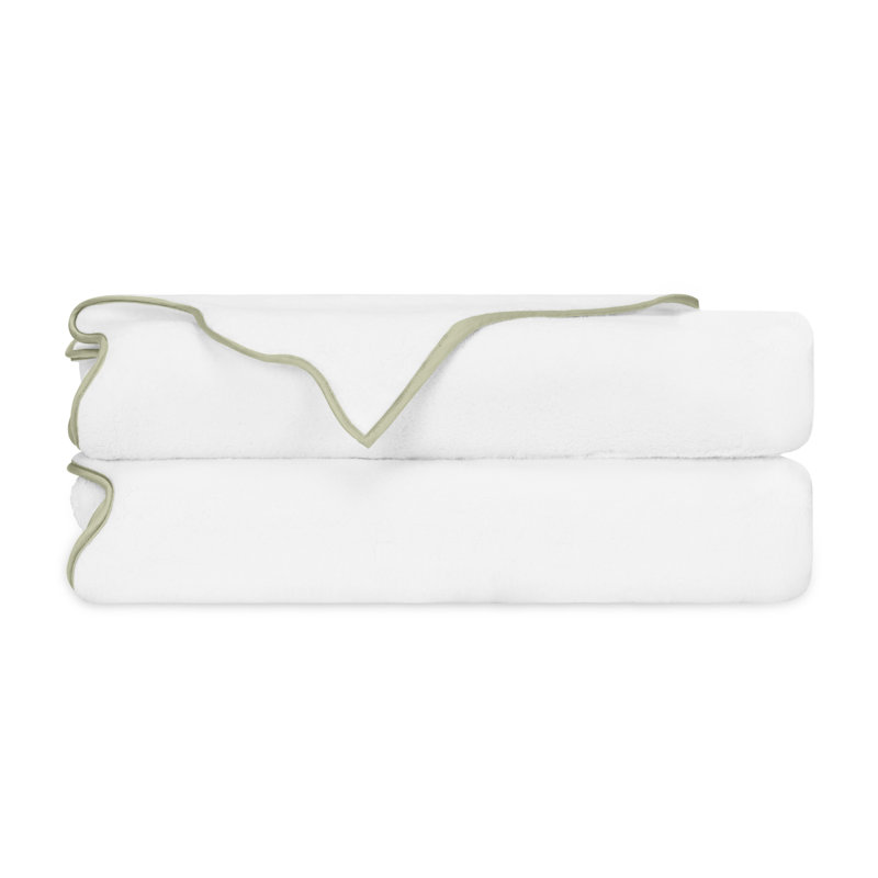 Antalya 2-pc Bath Sheet Set, White/Crystal Green