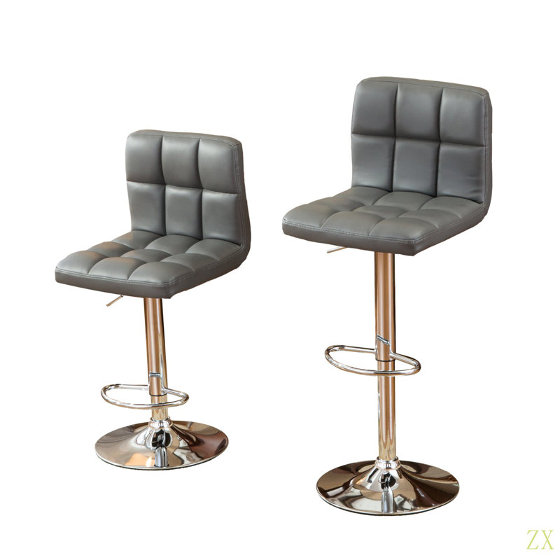 Tabouret de bar pivotant réglable en similicuir, ensemble de 2, Gris