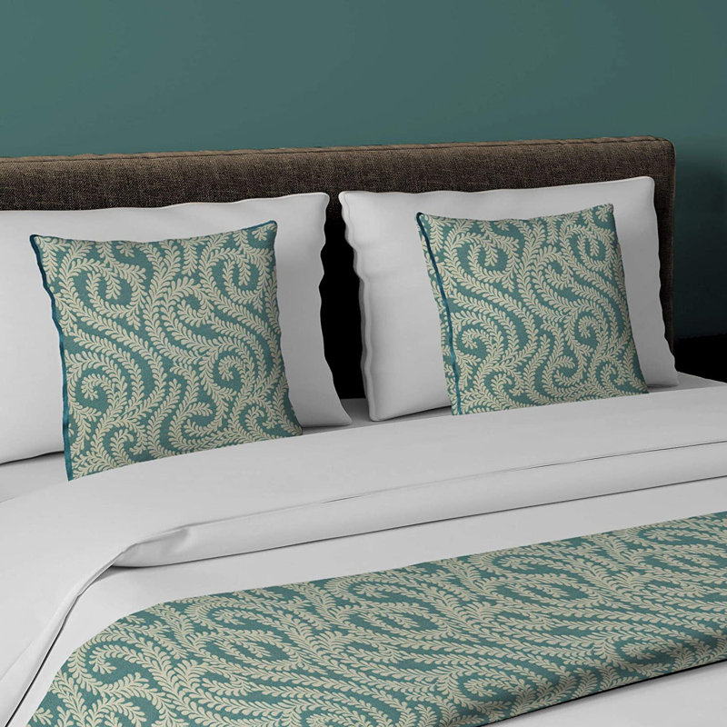Petya Rayon Geometric Shapes Bedspread, Teal