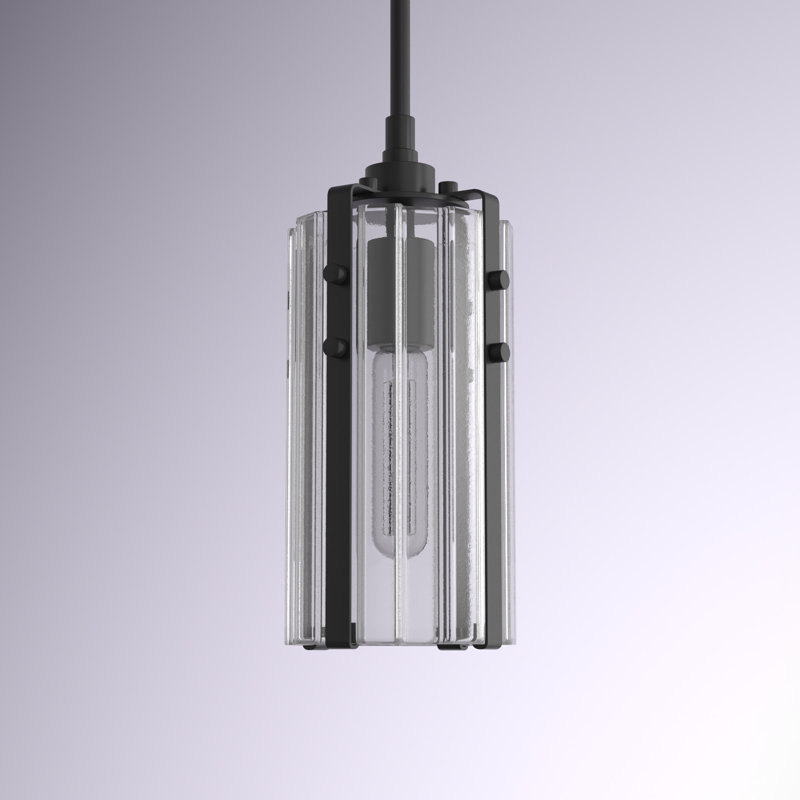 Mini-luminaire suspendu 1 lumière Halleck, Noir mat