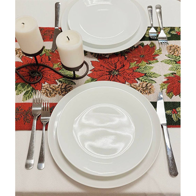 Poinsettia Christmas Table Runner F07M5-8G