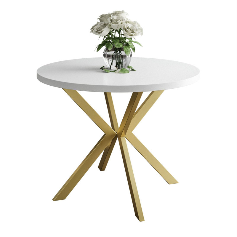 Alezia Round Dining Table, 76 H x 100 L x 176 W cm, White
