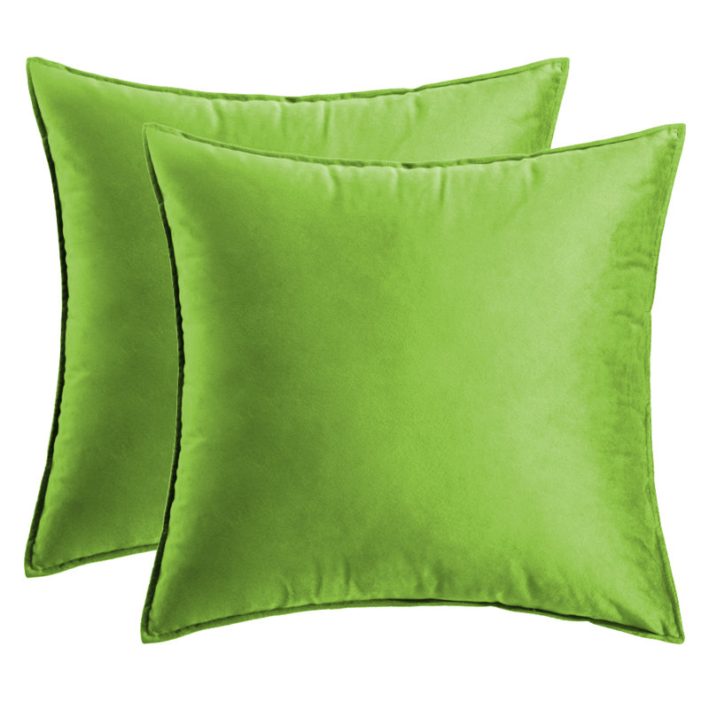  Housse de coussin carré en velours, H 16 po x l 16 po, Vert pomme, Housse de coussin seulement - sans coussin
