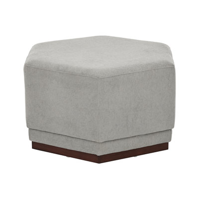 Marlow Contemporary Fabric Upholstered Ottoman with Hexagonal Wood Base