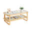 Table basse en rotin, table basse de rangement moderne bohème de 114 cm avec pieds en bois naturel, table basse rectangulaire en rotin tressé et bois avec plateau en verre trempé, idéale pour la chambre et les petits espaces, conçue pour le salon.