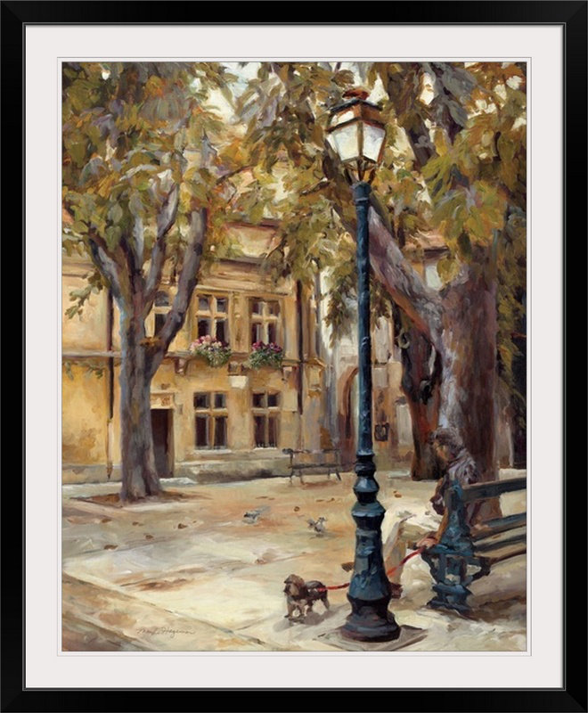 « ii » par marilyn hageman, reproduction d’art Provence Village, H 28 po x l 24 po x P 1 po, Cadre noir