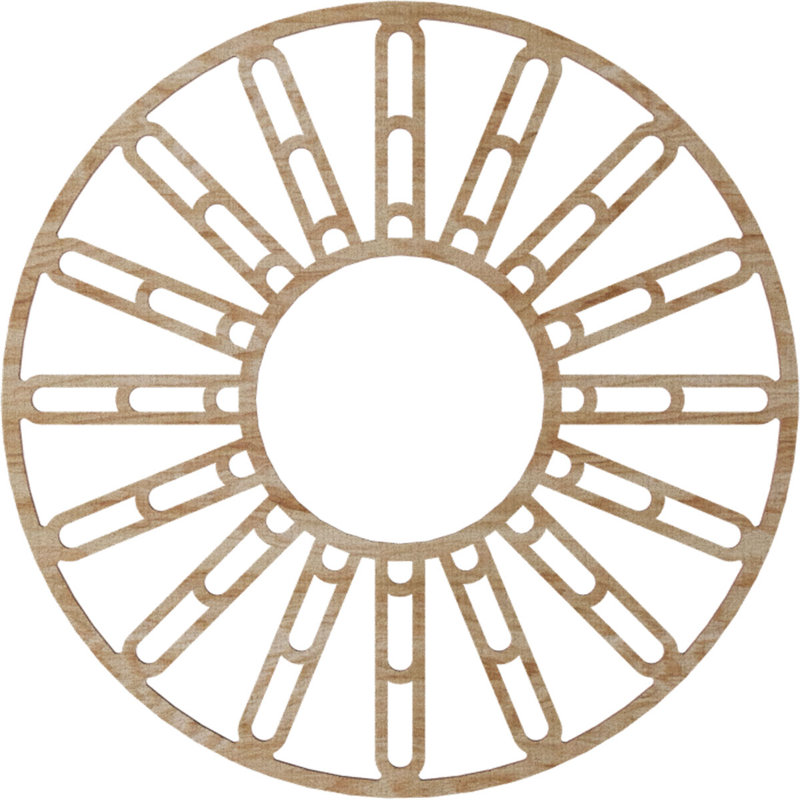 24"OD x 8 3/4"ID x 3/8"T Hale Wood Fretwork Pierced Ceiling Medallion, Raw MDF, Red Oak, 24" H x 24" W x 0.38" D