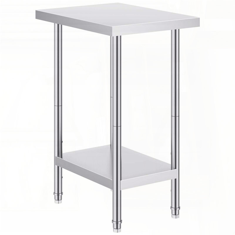 Table de préparation en acier inoxydable - Table de travail robuste 24 po x 18 po x 34 po