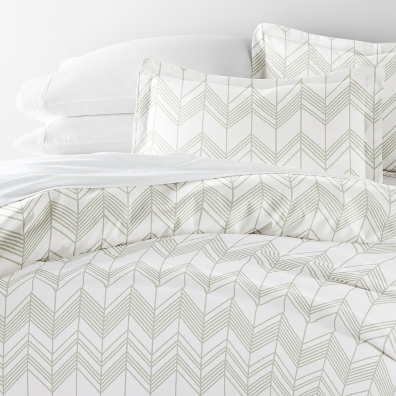 Duvet Cover Set Patterned Microfiber Ultra Soft Bedding in Alps Chevron, King Duvet Cover + 2 Standard Shams