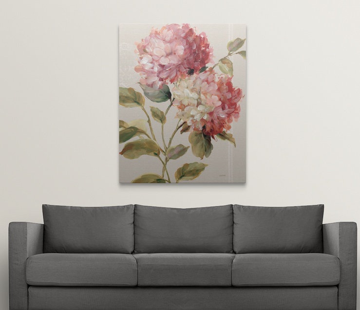 «Harmonious Hydrangeas Linen» - reproduction, H 10 po x l 8 po x P 1,5 po, Toile