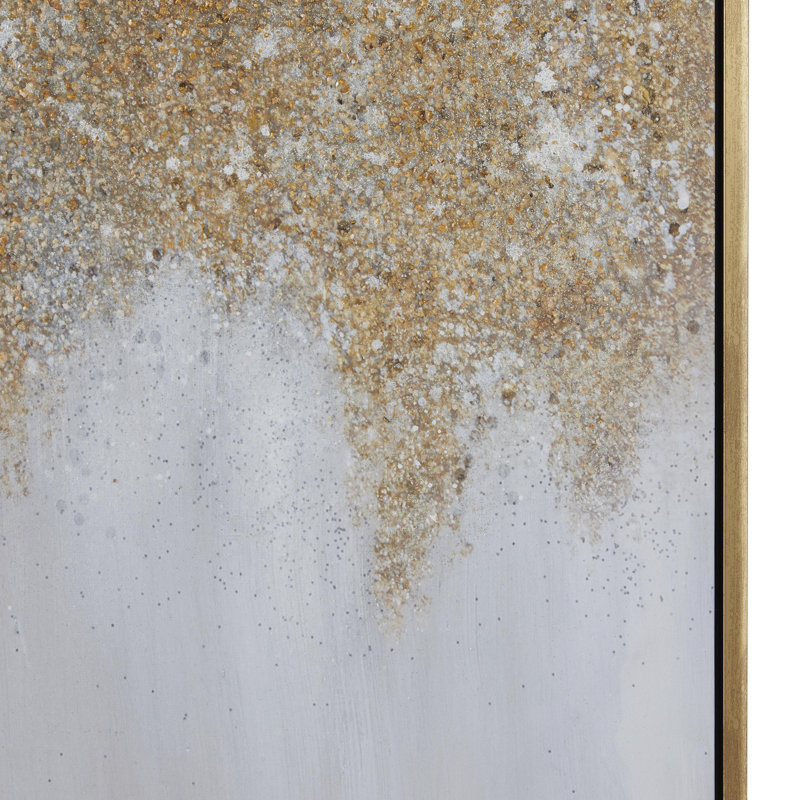 "CosmoLiving" par Cosmopolitan, art mural encadré avec paillettes, Doré / beige, H 65 po x l 47,5 po