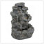Grande fontaine à 5 niveaux en béton mince, H 23,85 po - Colonne éclairée par DEL, décoration extérieure moderne peu encombrante, résistante aux intempéries