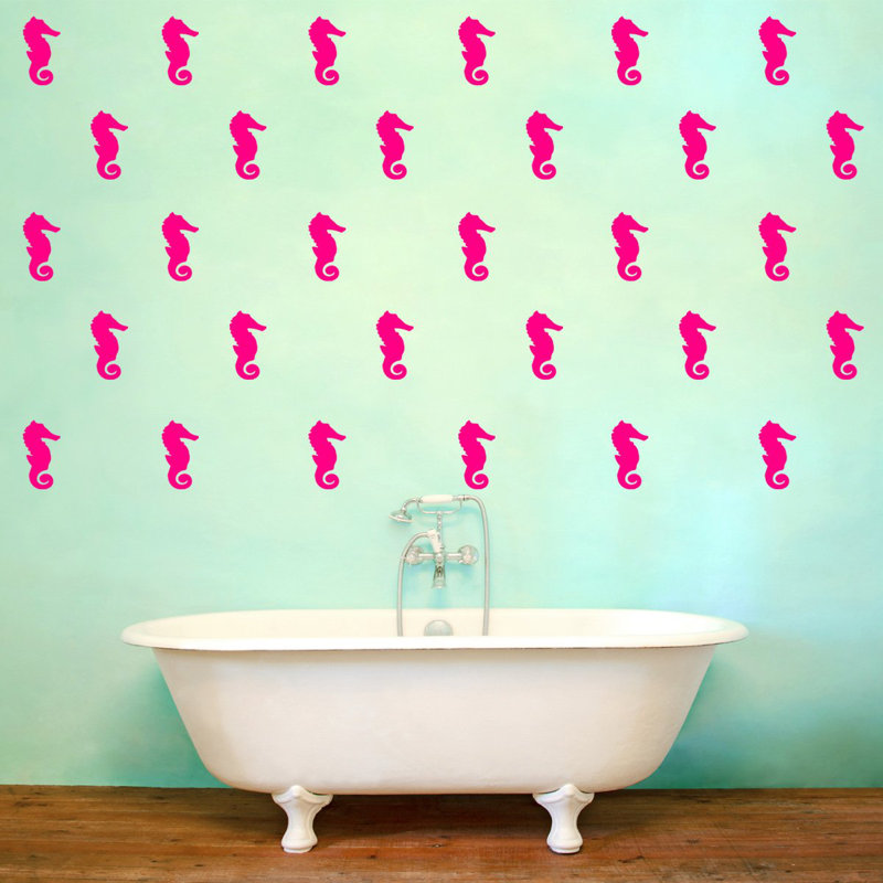 Décalcomanie murale vie marine hippocampe Cris, Rose vif