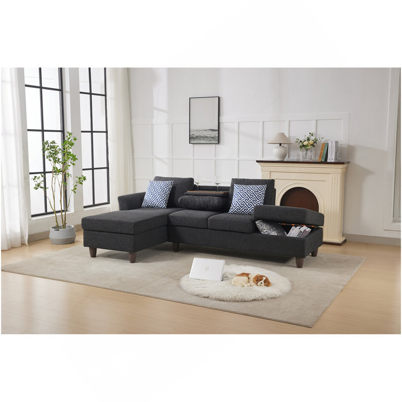 Unités de rangement cachées et coussins décoratifs assortis pour les maisons modernes, Noir/gris