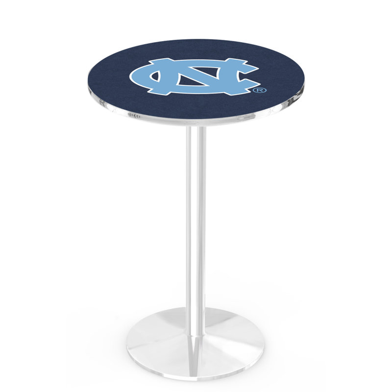 Round Metal Base Dining Table, Chrome, University of North Carolina