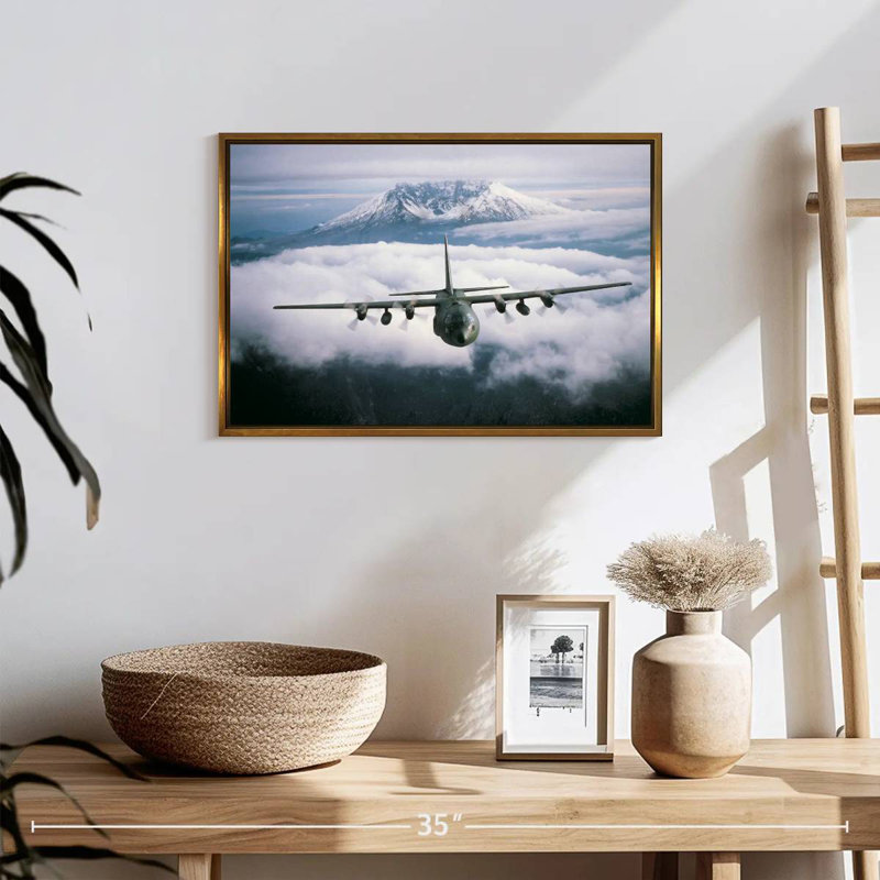 Avion militaire, 19 po x 13 po, Cadre flottant doré