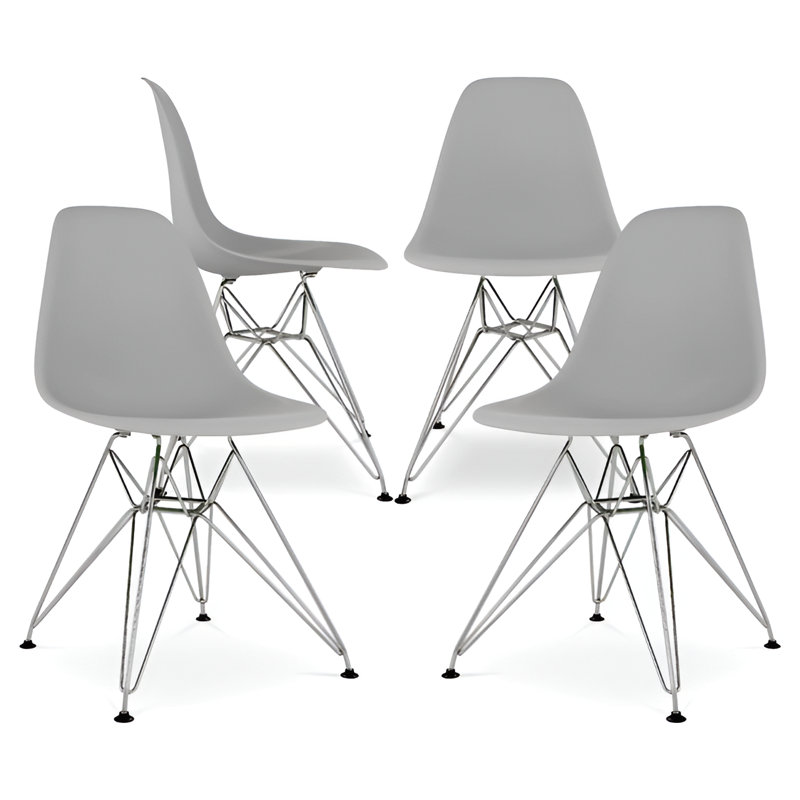 16.5'' H Dining Chair, Gray, Silver, 4