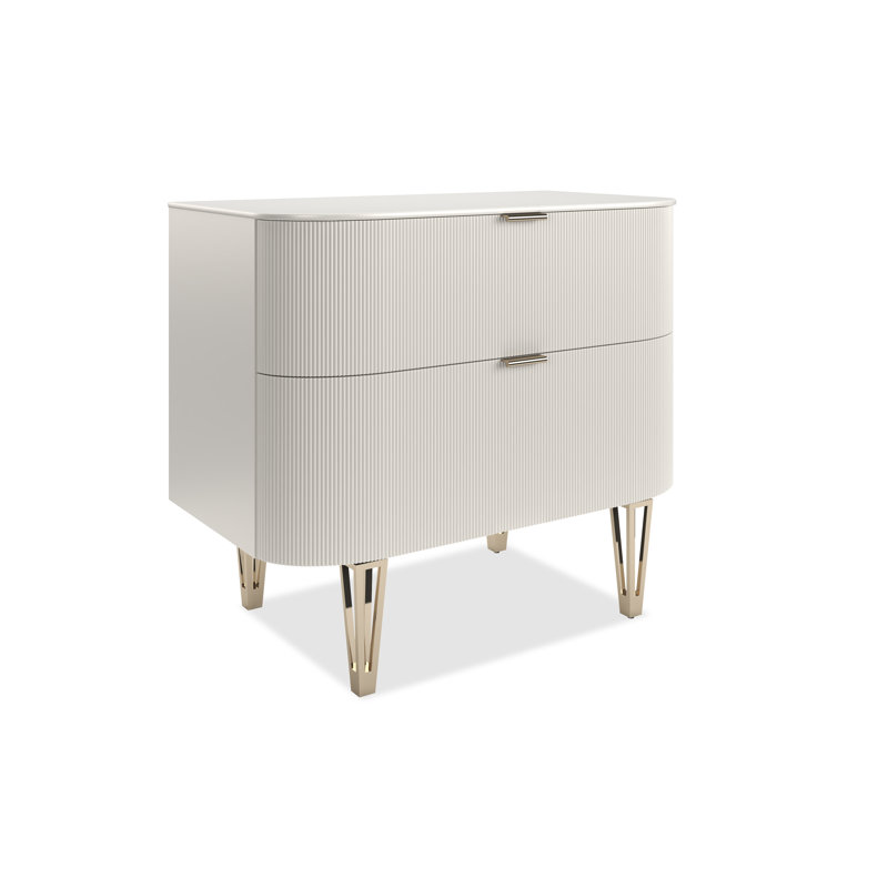Table de chevet en bois massif Love 32 po, Crème, crème