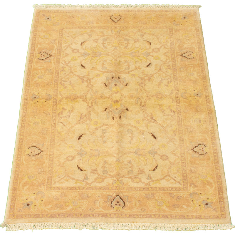 Tapis décoratif en laine de conception unique 4 pi 2 po x 6 pi 2 po noué à la main new age ushak
