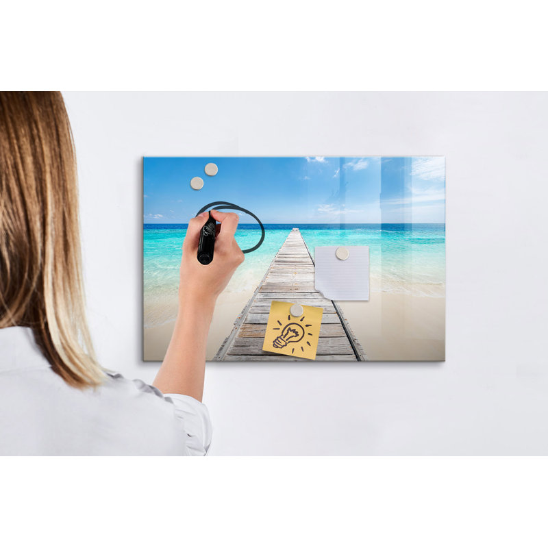 Magnetic Memo Board Whiteboard - 60 x 40 cm - Includes Marker and Magnets - Tropical island