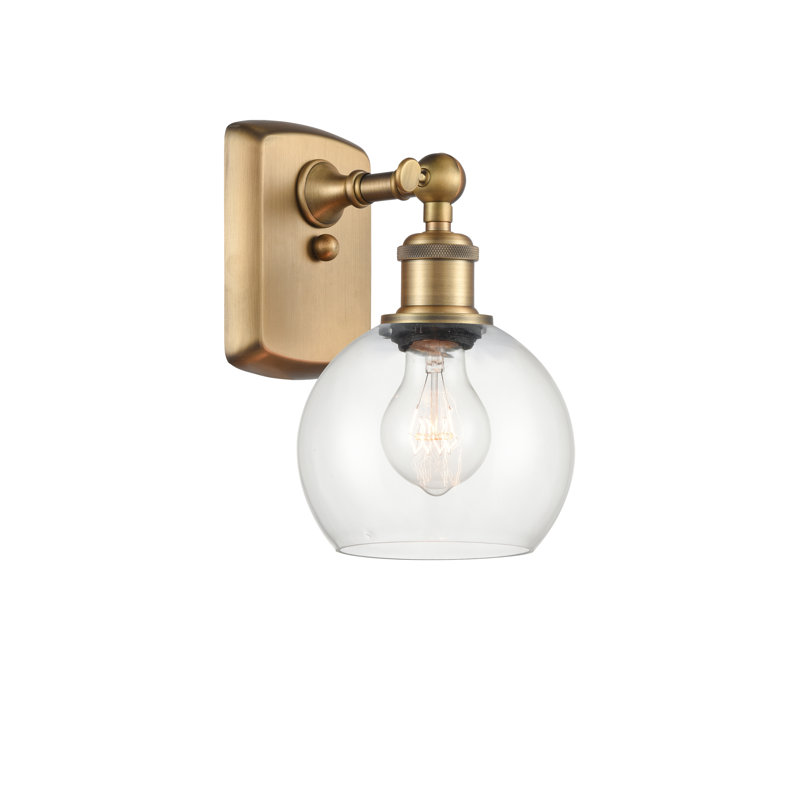 Shauna Armed Sconce, LED, Clear, Brushed Brass