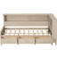 Lit de jour simple style avec 3 tiroirs et tablettes de rangement, blanc antique, espace en bois sans sommier, tiroirs, fabrication solide,-1943226006