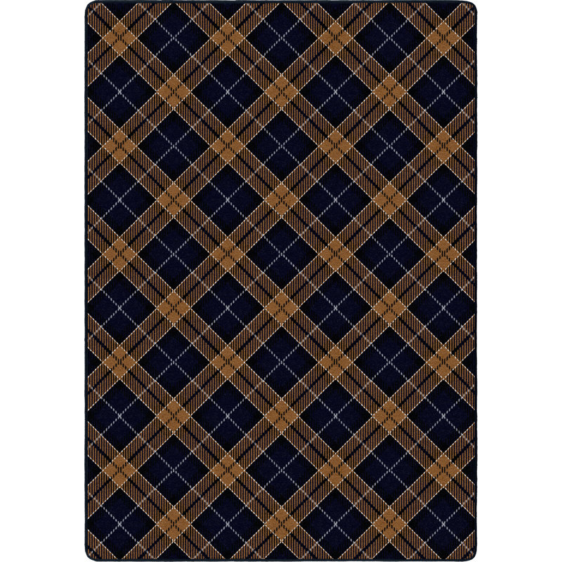 Plaid de Noël rouge victorien, Bleu marine / bleu / or, Rectangle 2 pi 8 po x 3 pi 10 po