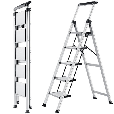Escabeau pliant en aluminium à 5 marches