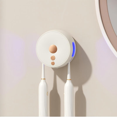 Toothbrush Holders,Rechargeable Travel Toothbrush Holder,Wall Mounted Toothbrush Organizer With 2 Brush Slots,Smart Drying Toothbrush Cleaner.(White)