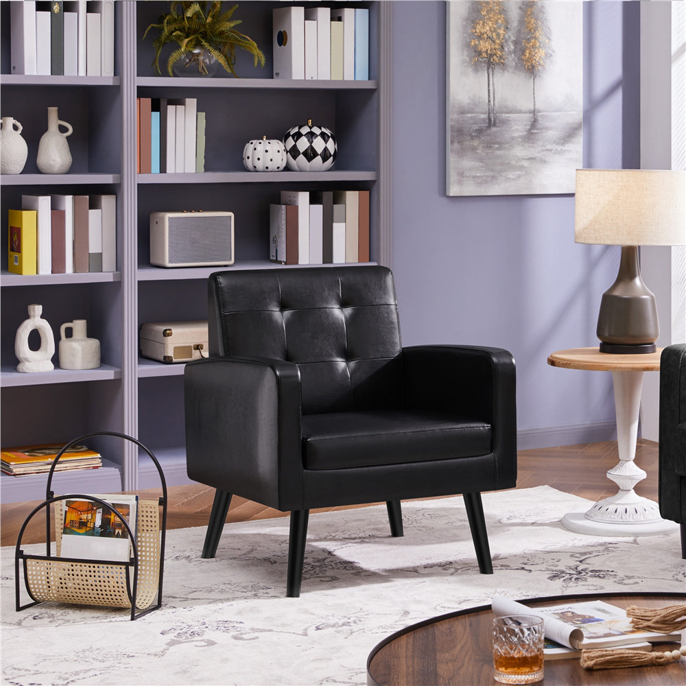 Black leather chairs discount for living room