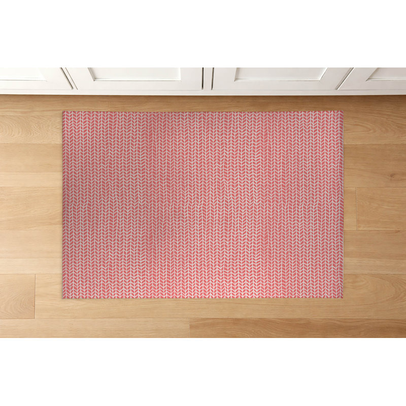 Tapis de cuisine Chevron Feather, Vieux rose, Rectangle 5 pi x 7 pi