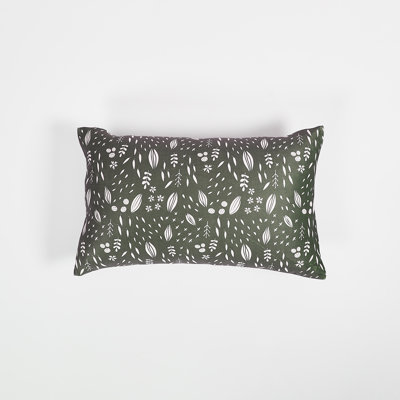 Floral Olive Brown Throw Pillow Lumbar 12"