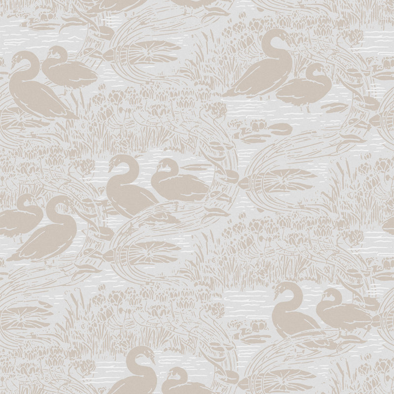 Laura Ashley Swans Dove Grey Wallpaper, Dove Grey
