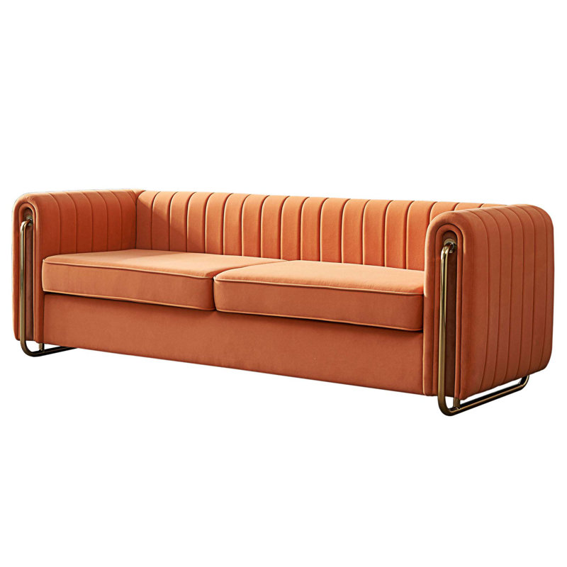 Canapé rembourré 84,25 po Nakesha, Velours orange