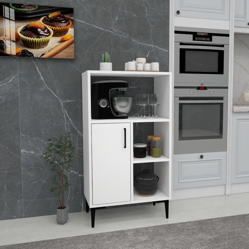 Armoire polyvalente moderne, blanche, 23,6 po x 42,7 po x 13,8 po | 100% panneau de particules enduit de mélamine, épaisseur: 0,7 pouce | Rangement supplémentaire avec de nombreuses tablettes, conception murale pour la maison et le bureau