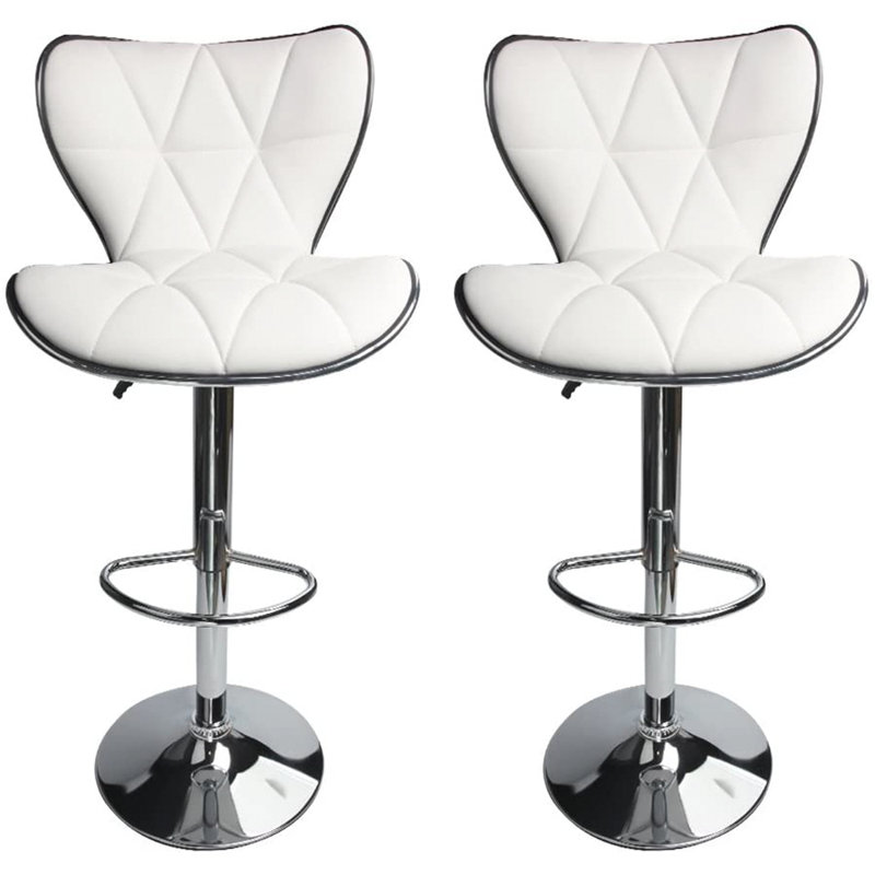 Anjolee 32.5'' Swivel Adjustable Kitchen Bar Stool, White