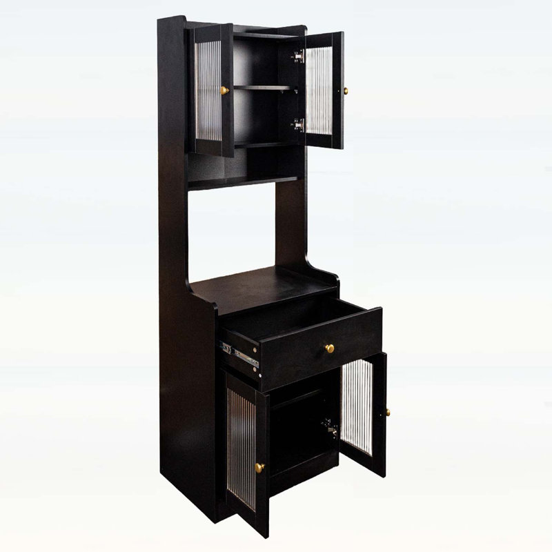 Versatile Farmhouse Kitchen Cabinet with Microwave Stand and Ample Storage