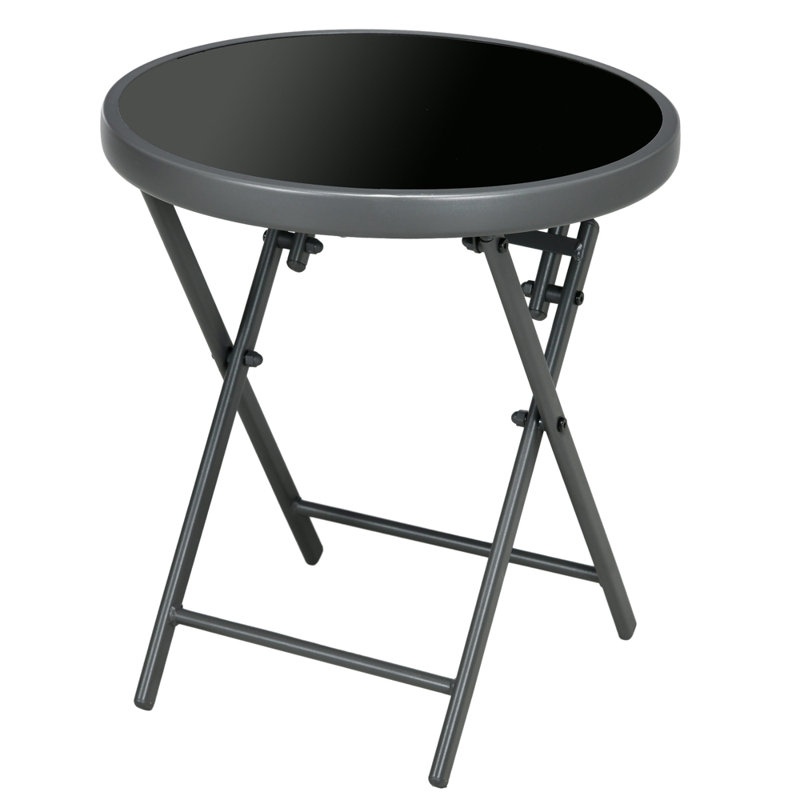 Round Metal Folding Outdoor Bistro Table , 45cm cm W 45cm cm D, Black