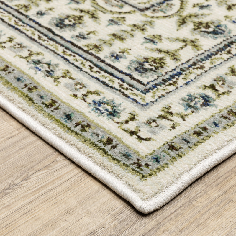 Tapis ivoire / bleu Adela, Rectangle 8 pi 6 po x 12 pi 2 po