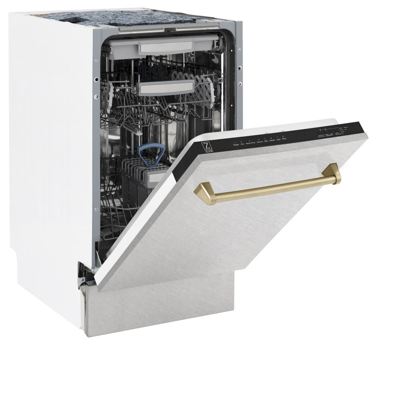 ZLINE Autograph Edition 18 in. Tallac Series 3rd Rack Top Control Built-In Dishwasher with Satin Stainless Steel Panel, 51dBa