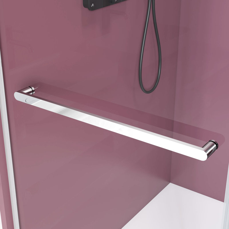 Porte de douche de 72 à 76 po, double coulissement, verre trempé de 3/8 po (10 mm), quincaillerie en acier inoxydable, système de finition coulissant, installation professionnelle recommandée