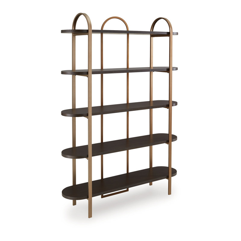 Brown and Gold 48" Modern Metal Frame Bookcase