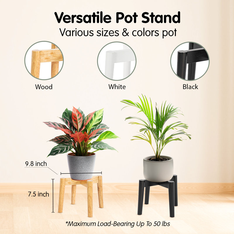 Support à plante d'intérieur et d'extérieur en bois H 7,5 po x l 9,8 po en bois, support à plante de sol simple en bois, support à plante naturelle, support pour plante Boho, assemblage requis (naturel, à l'exception des plantes en pot)