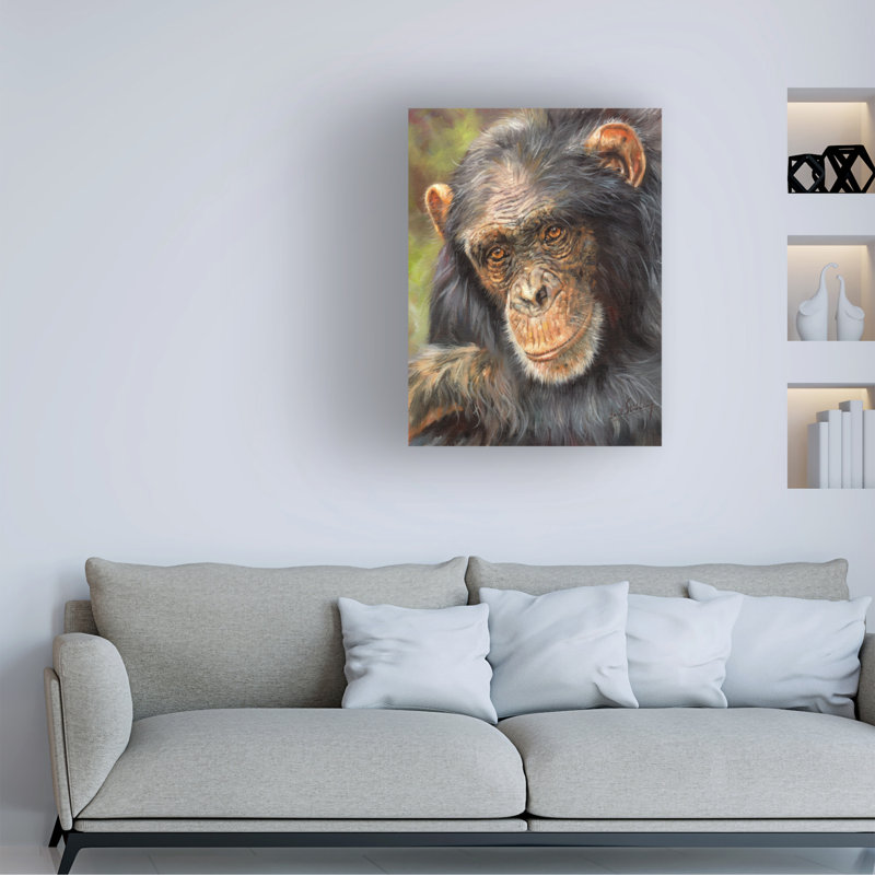 «David Stribble Chimp The Thinker», art sur toile, H 35 po x l 47 po