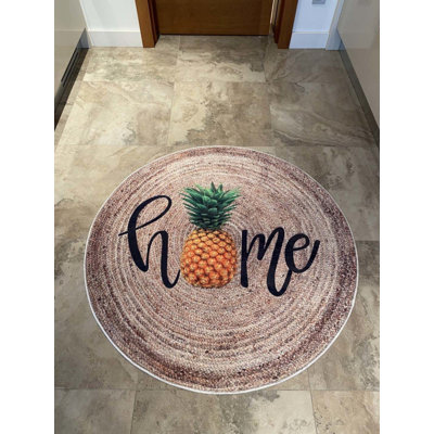 Tapis rond en coton avec envers antidérapant Binali